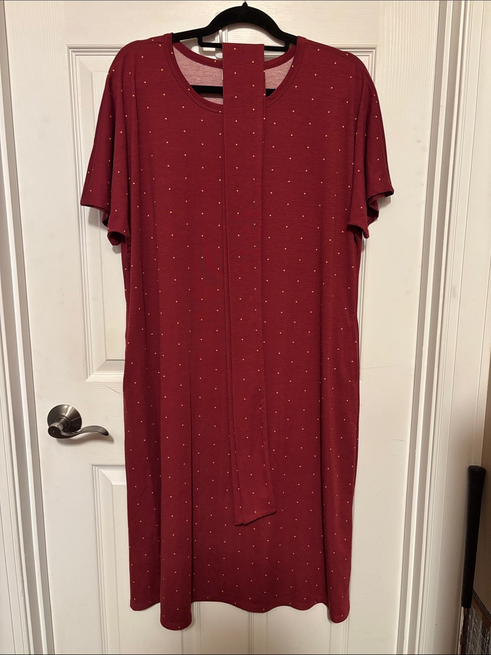 Lularoe NWOT Marly Midi Dress Dark Red/Burgundy Beige Dots Size 2XL